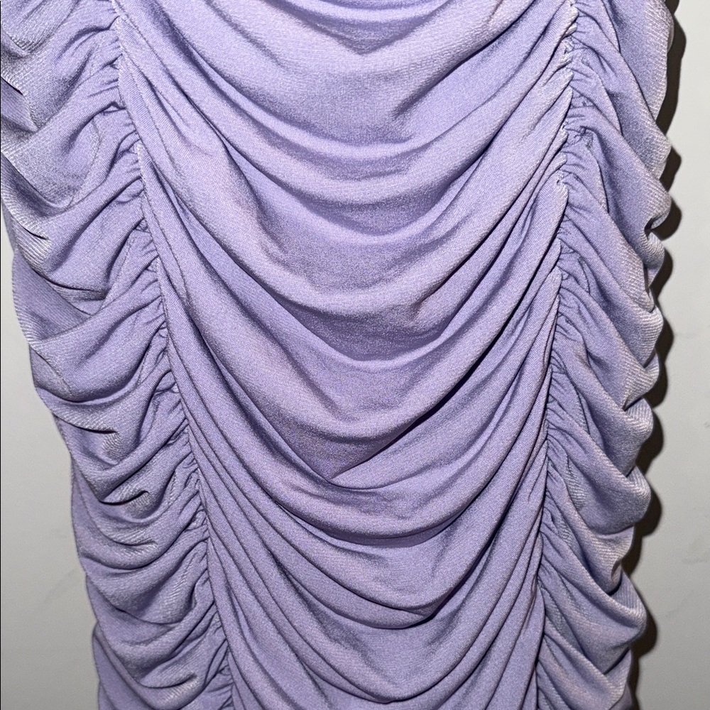 Elegant Lavender Ruched Halter Dress - Picture 7 of 7